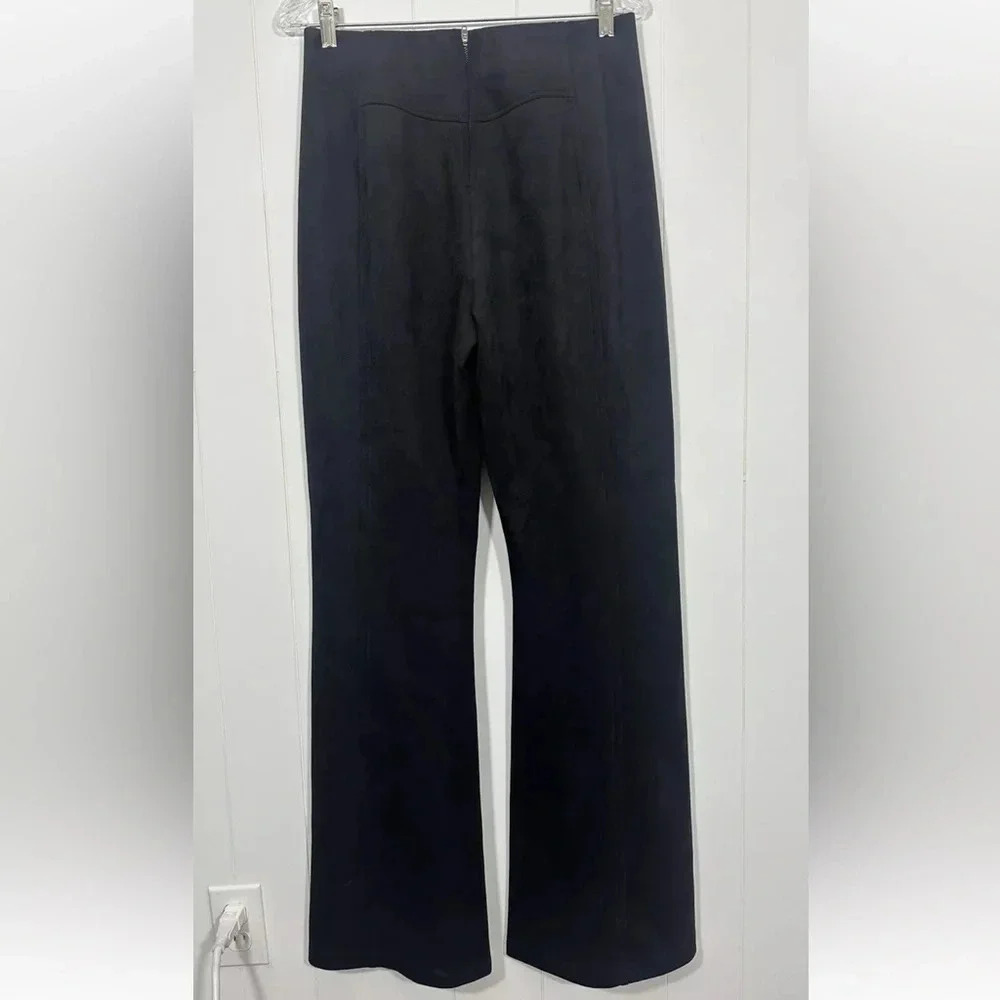 NWT FREE PEOPLE CURVY Real Deal Faux Suede Flare Black Pants Size 29 Open Leg - Picture 7 of 15